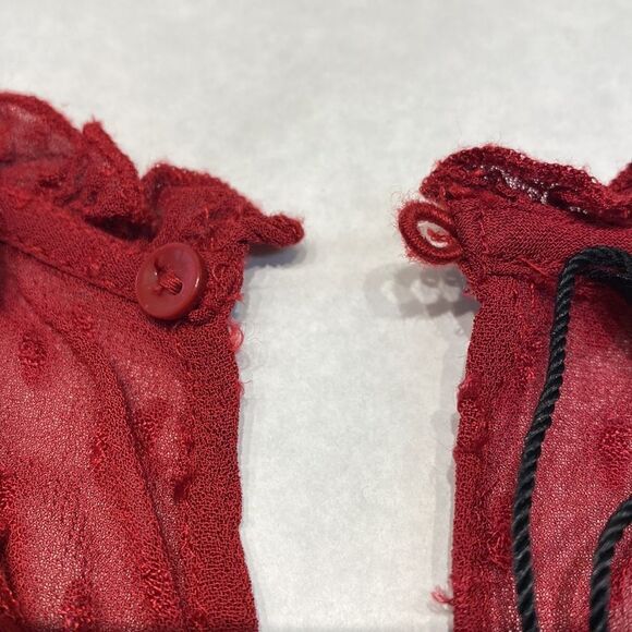 Zara Woman Floral Sequin Dress Embroidered Swiss Dot Burgandy Red Small - Picture 10 of 13